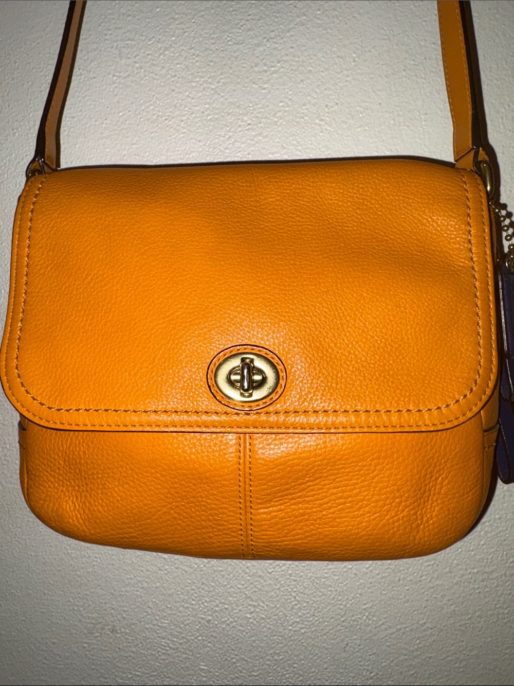 Coach Orange Park Crossbody Bag w two hangtags and turn lock and callouts